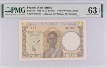 French West Africa 25 Francs 1949 PMG 63
P# 38; UNC