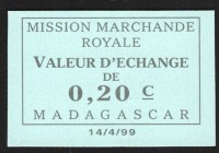 Madagascar Mission Marchande Royale 20 Centimes 1950
P# NL; Exchange voucher; aUNC