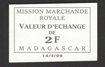 Madagascar Mission Marchande Royale 2 Francs 1950
P# NL; Exchange voucher; aUNC