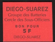 Madagascar Diego-Suarez 5 Francs 1950
P# NL; Exchange voucher; UNC