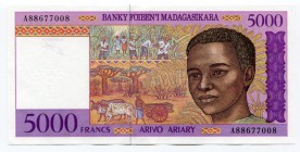 Madagascar 5000 Francs / 1000 Ariary 1995
P# 78b; № A88677008; UNC