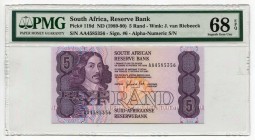 South Africa 5 Rand 1989 -90 PMG 68
P# 119d; № AA4585356; UNC