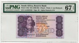 South Africa 5 Rand 1989 -90 PMG 67
P# 119d; № AA4585358; UNC