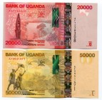Uganda 20 000 - 50 000 Shillings 2010
P# 53a - 54a; UNC