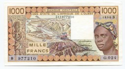 West African States 1000 Francs 1990 B
P# 207Bi; № 581977210; UNC