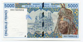 West African States 5000 Francs 1999 A
P# 113Ai; № 9917669252; UNC