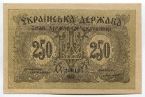Ukraine 250 Karbovantsiv 1918 Semen Petlyura Directorate
P# 39a; № АA299197; AUNC