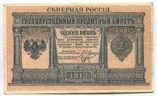 Russia North Chaikovskii Goverment 1 Rouble 1919
P# S144; № No; Crispy; XF+
