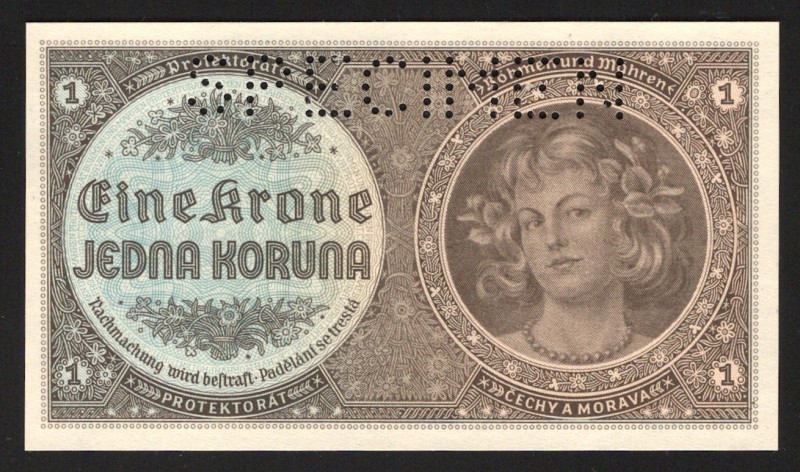 Bohemia & Moravia 1 Koruna 1940
P# 3s; UNC