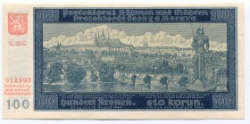 Bohemia & Moravia 100 Korun 1940
P# 7a; № 012993; UNC