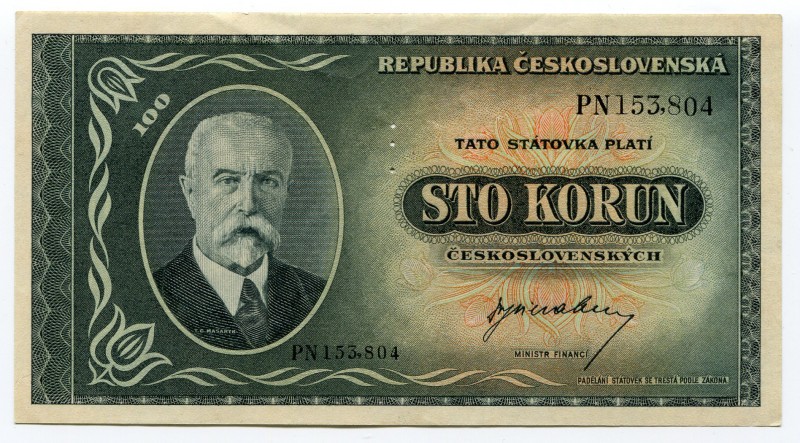Czechoslovakia 100 Korun 1945
P# 63s; № PN153804; UNC