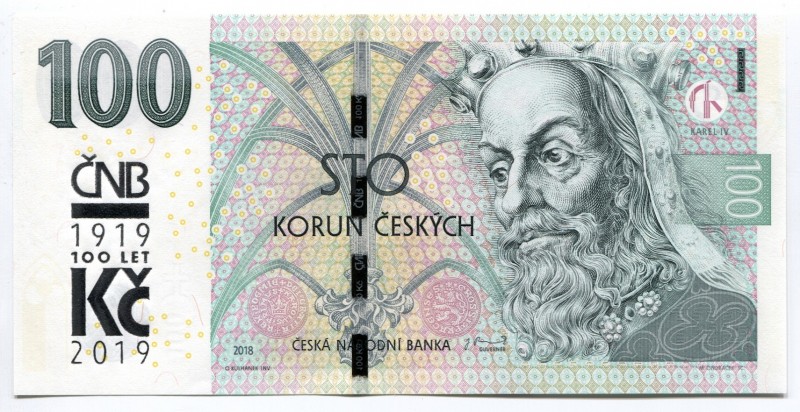 Czech Republic 100 Korun 2018 Commemorative
P# New; № M23 001027; UNC; "Karel I...