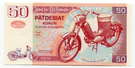 Czech Republic 50 Korun 2019 Specimen "Jawa 50 / 550 Pionier"
Fantasy Banknote; Limited Edition; Made by Matej Gábriš; BUNC