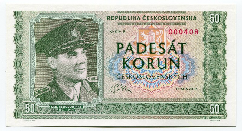 Czech Republic 50 Korun 2019 Specimen "General Heliodor Píka"
Fantasy Banknote;...