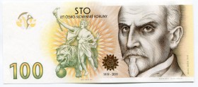Czech Republic Commemorative Banknote "100th Anniversary of the Czechoslovak Crown" 2019 (2020) NEW RARE Series "B"
100 Korun 2019; Released just 2.0...