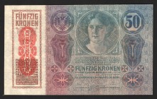 Austria 50 Kronen 1919
P# 54a; Not common in this condition; UNC