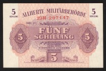 Austria Allied Occupation 5 Schilling 1944
P# 105; UNC