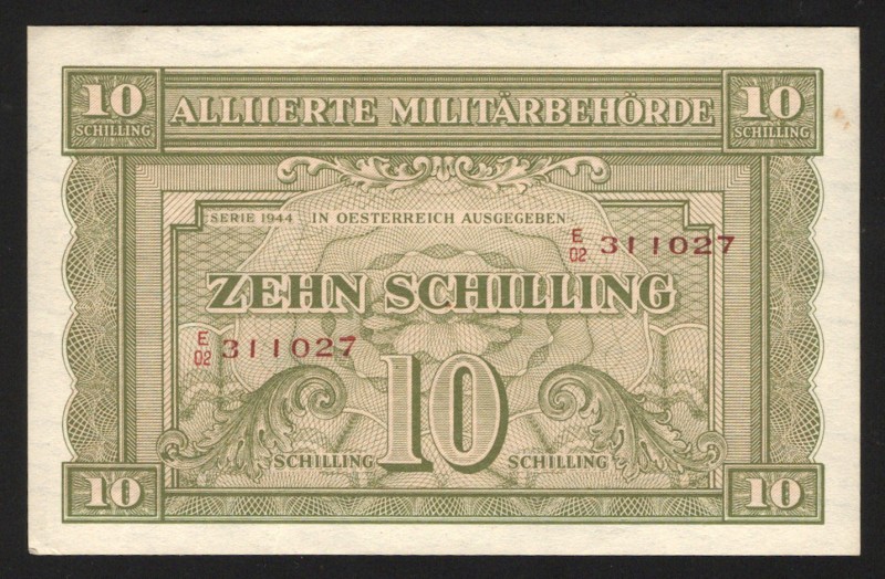 Austria Allied Occupation 10 Schilling 1944
P# 106; UNC-