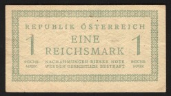 Austria Soviet Occupation Zone 1 Reichsmark 1945
P# 113b; Space between numeral "1" and REICHS-MARK at left 3 mm; VF