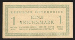 Austria Soviet Occupation Zone 1 Reichsmark 1945
P# 113a; Space between numeral "1" and REICHS-MARK at left 2 mm; VF