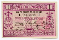 Belgium 1 Franc 1914 Commune De Limbourg
aUNC