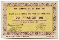 Belgium 20 Francs 1914 Commune De La Reid
№ 16232
