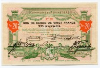 Belgium 20 Francs 1914 Commune De Pepinster
UNC