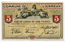 Belgium 5 Francs 1915 Commune De Lierneux
.