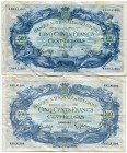 Belgium 2 x 500 Francs 1939 -43
P# 109; F
