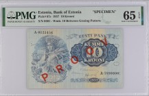 Estonia 10 Krooni 1937 Specimen PMG 65
P# 67s; UNC