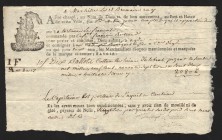 France Marselle Ship Custom Document 1830
Paper with watermark; XF