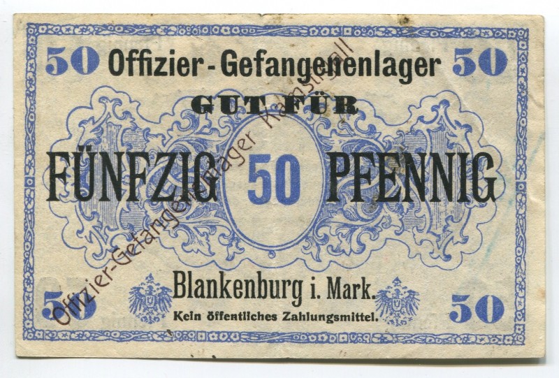 Germany East Prussia Kamstigall Blankenburg 50 Pfennig 1914 -18 POW Сamp
Karpin...