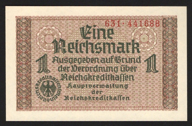 Germany - Third Reich 1 Reichsmark 1940
P# R136b; UNC