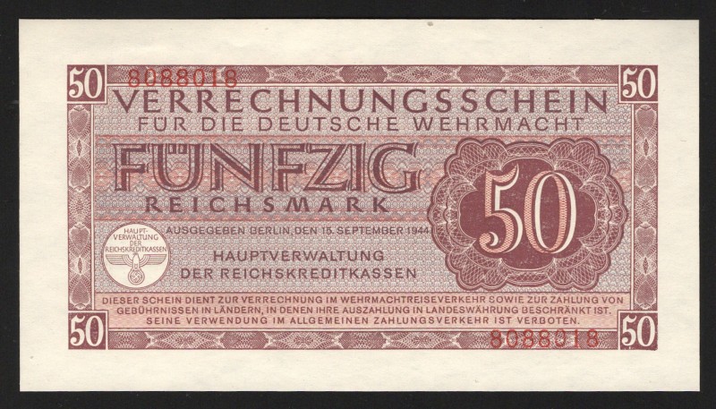 Germany - Third Reich 50 Reichsmark 1944 German Armed Forces (Wehrmacht)
P# M41...