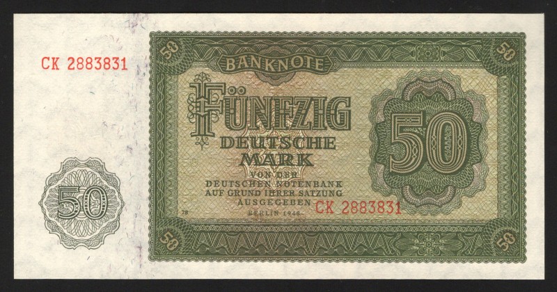 Germany - DDR 50 Mark 1948
P# 14b; UNC