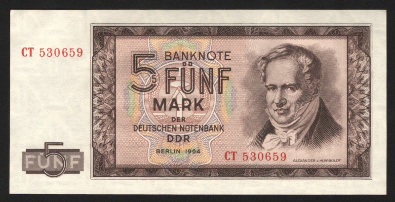 Germany - DDR 5 Mark 1964
P# 22; UNC