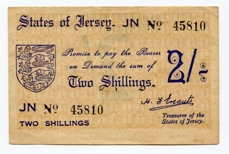 Jersey 2 Shillings 1941
P# 4; # 45810; AUNC