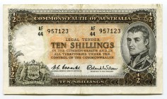 Australia 10 Shillings 1954 -60
P# 29a; № 957123; VF