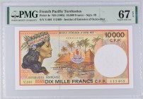 French Pacific Territories 10000 Francs 1985 PMG 67
P# 4e; UNC