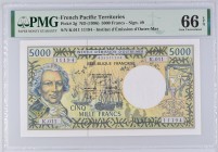 French Pacific Territories 5000 Francs 1996 PMG 66
P# 3g; UNC
