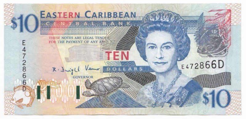 East Caribbean States 10 Dollars 2003
P# 43d; D - Dominica; VF+ — XF-