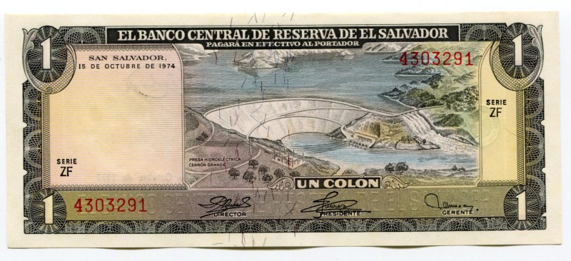 El Salvador 1 Colón 1977
P# 125a; № 4303291; UNC