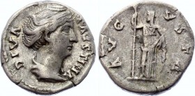 Roman Empire Denarius 148 - 161 AD
RIC 362 (Antoninus Pius), BMC 421 (Antoninus Pius), S 4584, C 104 Denarius Obv: DIVAFAVSTINA - Draped bust right. ...