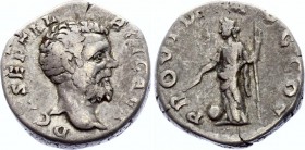 Roman Empire Denarius 195 - 196 AD
Obv: DCLODSEPTALBINCAES - Bare head right. Rev: PROVIDAVGCOS - Providentia standing left, holding wand over globe ...