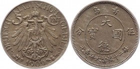 China Kiau Chau 5 Cents 1909
KM# 1; Copper- Nickel 2,99 g.; AUNC