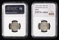 China Kwangtung 20 Cents 1890 -1908 (ND) NGC MS 64
Y# 201; Silver