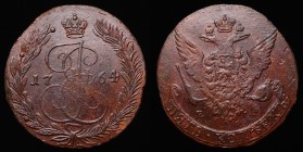 Russia 5 Kopeks 1764 EM
Bit# 610; Copper 48.57g