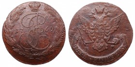 Russia 5 Kopeks 1769 EM
Bit# 617; Copper; Eagle 1770-1777