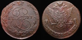 Russia 5 Kopeks 1777 EM
Bit# 626; Copper