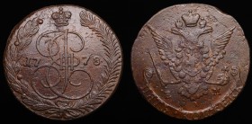 Russia 5 Kopeks 1778 EM
Bit# 627; Copper; Eagle 1770-1777